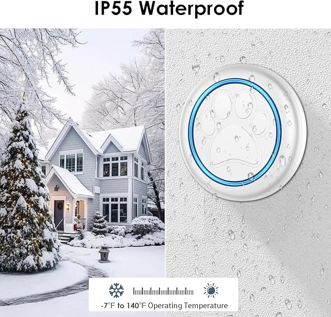 Full House Dog Doorbell for Potty Training, Wireless Pet Doggie Door Bell Training to Go Outside, Waterproof Touch Button, Over 1000 feet Range White 2 Buttons + 1 Receiver