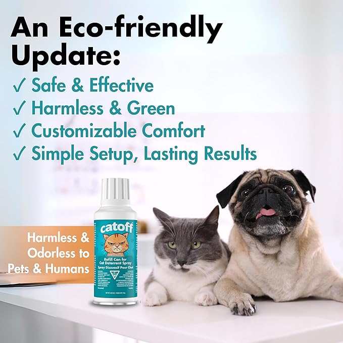 CatOFF Pack of 2 Refill Compatible with SSSCAT Indoor Cat Deterrent Spray System, Made in USA, 3.89 oz / 115 ml