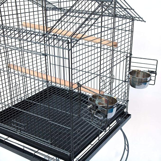 20-Inch Pagoda Roof Top Parrot Lovebird Cockatiel Cockatiels Parakeets Home House Cage with Removable Rolling Stand