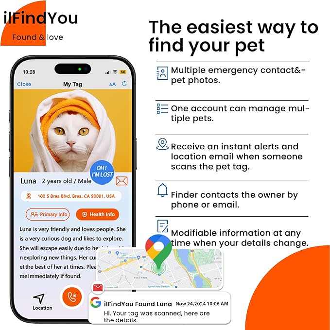 Silicone Cat Tags Personalized Small for Pet Collars, QR Code Cat Name Tags, Scan Location Alerts, Pink S