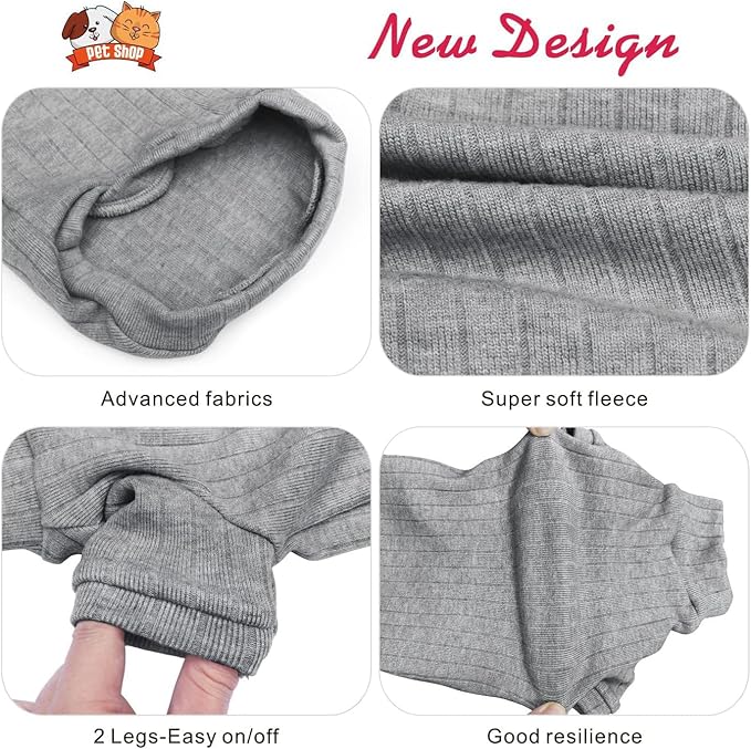 Idepet Sphynx Hairless Cats Sweater Shirt Kitten Soft Puppy Clothes Pullover Cute Cat Pajamas Jumpsuit Cotton Apparel Pet Winter Turtleneck for Cats and Teacup Chihuahua Small Dogs(Gray,XS)