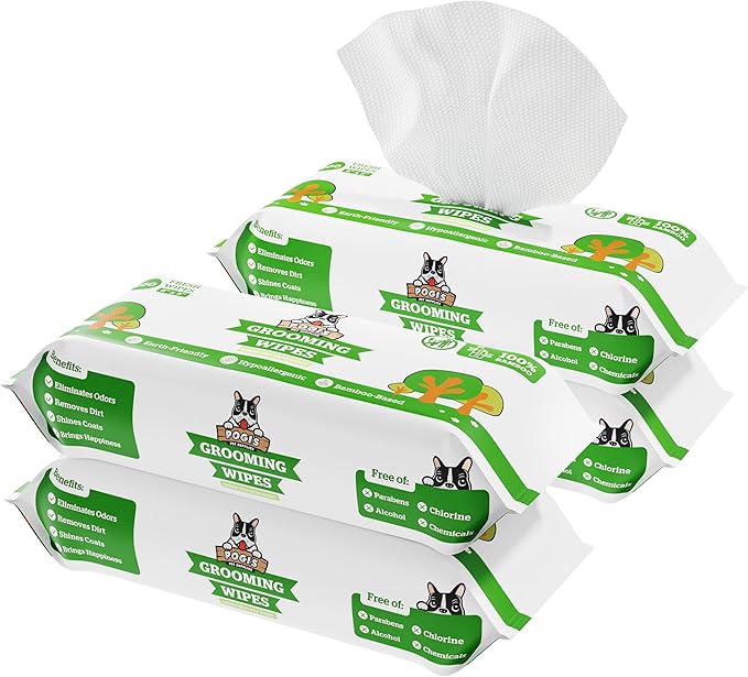 Pogi’s Dog Grooming Wipes – Hypoallergenic Pet Wipes for Paws, Body & Butt – Cleaning & Hydrating, Green Tea Scent, 400-Count