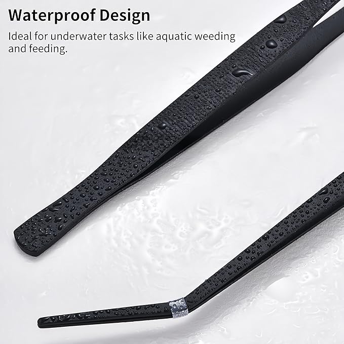 Stainless Steel Long Reptile Feeding Tweezer Set,2pcs/Pack,11''/15''/19'' Feeding Tongs,Thickened Non-Slip Handle with Straight & Curved Tips for Aquariums, Turtles, Lizards (2pcs-15'')