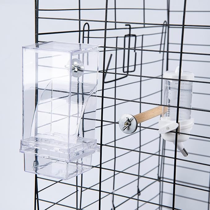 Automatic Bird Feeder for Cage(3ps) No Mess Bird Water Dispenser Clear No Spill Budgie Feeder Cage Accessories for Small Parrots, Cockatiels, Finches, Lovebirds (Transparent Color Flat top 001)