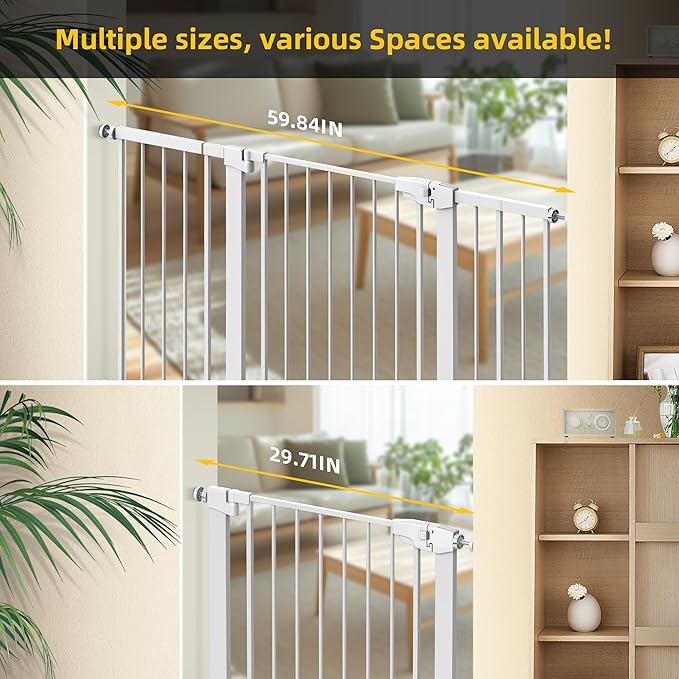 Easy Step Walk-Thru Baby Gate – Adjustable Safety Gate for Babies & Pets, Pressure Mount Kit, Includes Wall Cups – 29.7-48.8W x 30.5H, Auto-Close