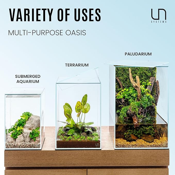 Ultum Nature Systems Prism Rimless Aquarium - Low Iron Glass, Cube With Mitered Lid, Tall Fish Tank, Multi-Purpose Vertical Nano Tank for Home & Office - UNS Prism, 25TM