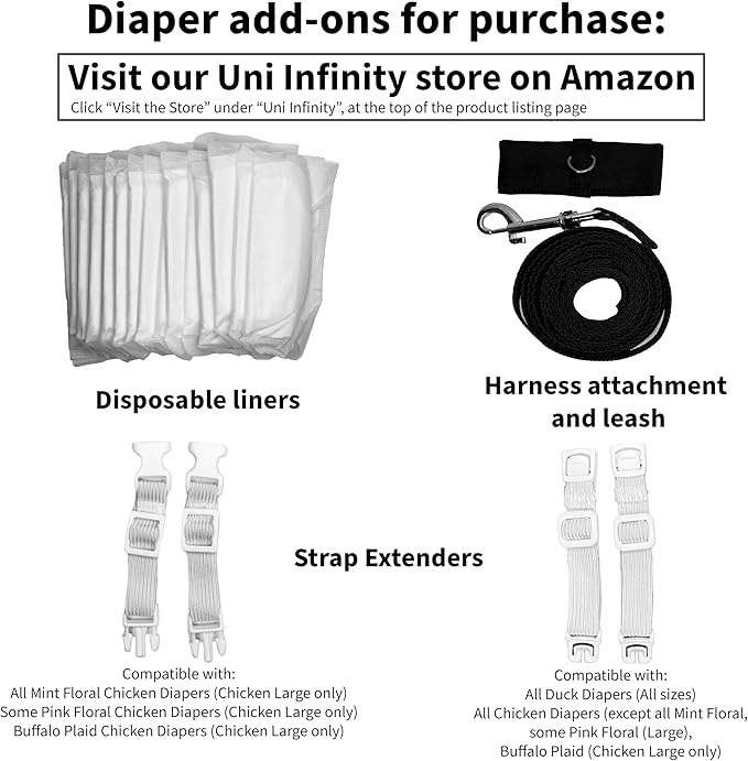 Chicken Diapers Duck Diaper Diaperalls for Hens, Roosters, Ducks, Ducklings - Reusable, Adjustable by Uni Infinity (Lavender Polka Dots, Duck Medium, 1, Count)