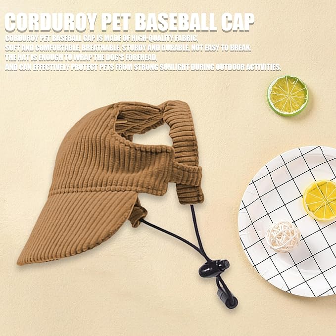 Dog Baseball Cap, Dog Cat Summer Beach Visor Hat with Ear Holes, Adjustable Puppy Sunbonnet Headdress (Brown, X-Large)