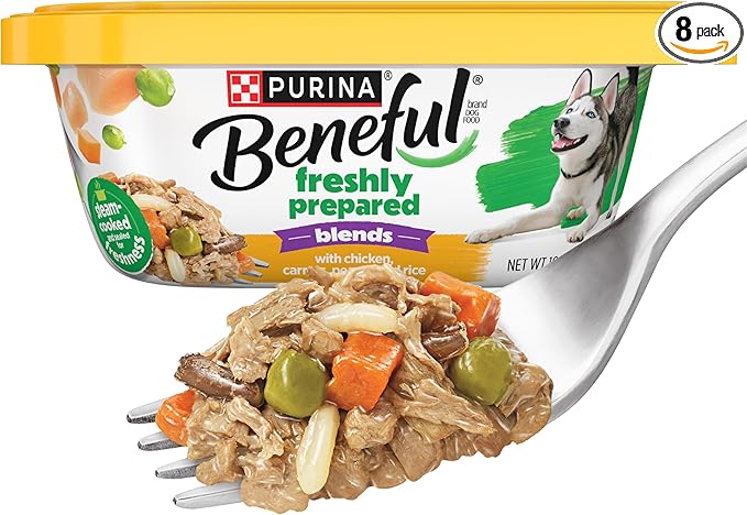 Purina Beneful Freshly Prepared Blends Wet Dog Food With Chicken, Carrots, Peas and Wild Rice - (Pack of 8) 10 oz. Tubs