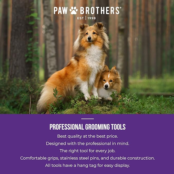 Ryan's Pet Supplies Paw Brothers Poodle Comb Brush for Dogs, Professional Grade, Wooden Ergonomic Handle, Stainless Steel Teeth, Dematting Comb for Dogs, Extra Long Teeth