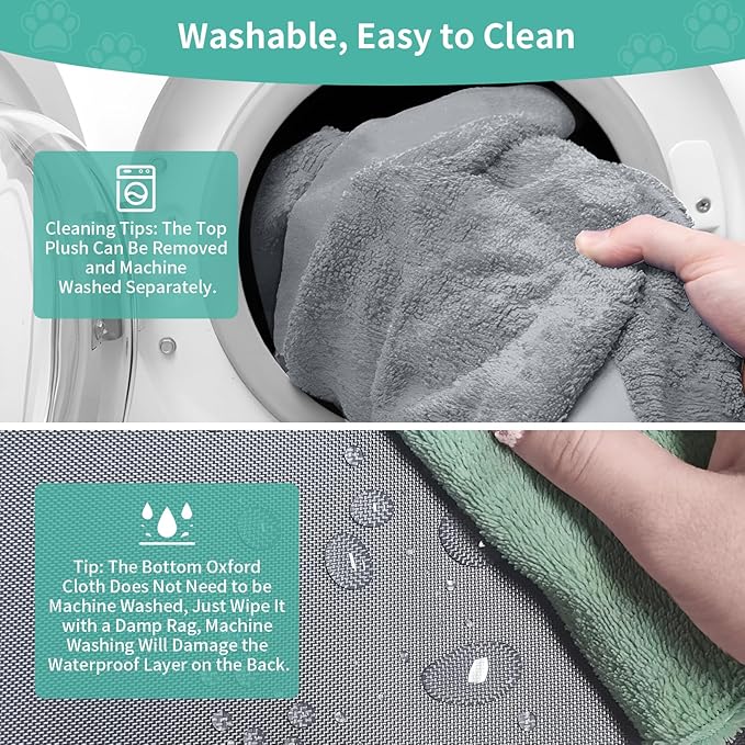 COSHNIBI Dog Bed Covers Replacement Washable,Waterproof Bed Covers Soft Plush Replacement with Zipper & Removable for Dog/Cat 44''Lx32''Wx4''H-Grey