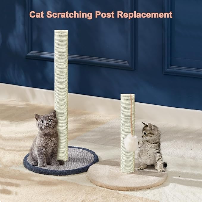 Gothic & Goth Cat Tree Tower Replacement Post - Black, 4 Pack, 15.7in Scratching Post Pole with M8 Screws, Natural Sisal for Cat Tree Repair & Rebuild