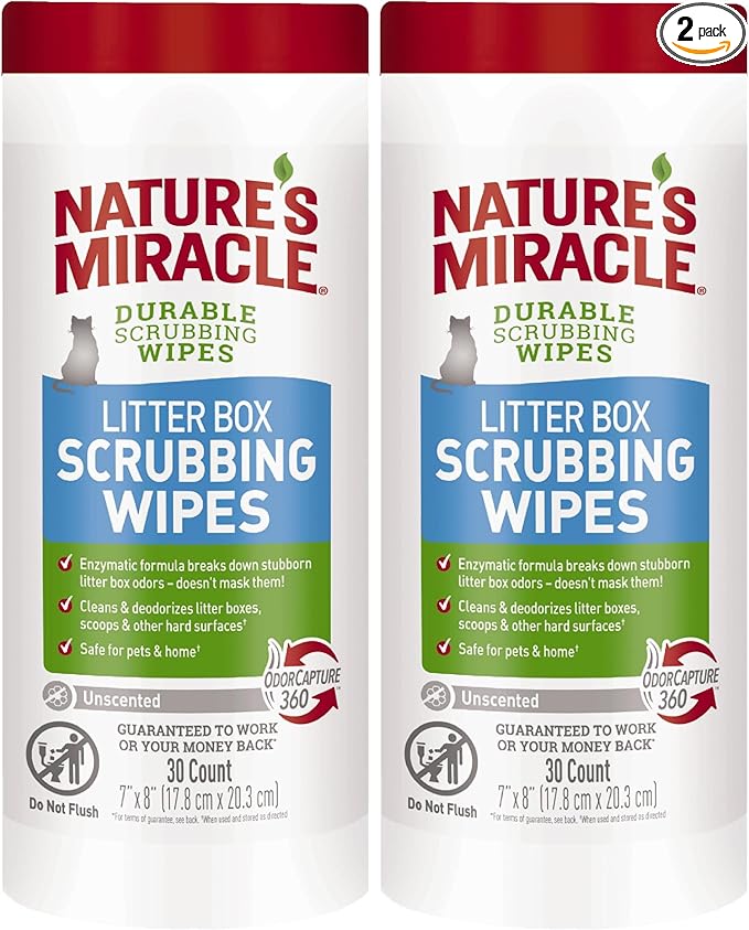 Nature’s Miracle Litter Box Scrubbing Wipes 30 Count (Pack of 2)