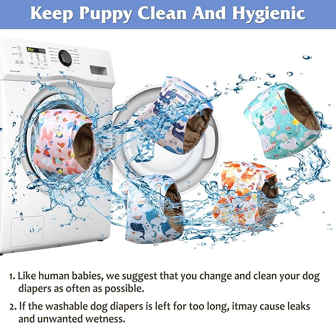 5 Pack Dog Diapers Male Reusable, Premium Belly Bands for Dogs, High Absorbing Male Dog Pee Wraps for Doggie in Incontinence or Excitable Urination,Squirrel XXL