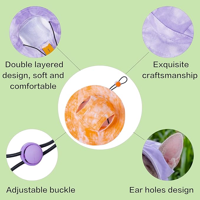 Pet hat with Ear Holes Sunscreen Baseball Cap Suitable for Small and Medium-Sized Dogs Outdoor Climbing hat in Summer Pet Products (Orange, Small)