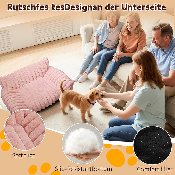 Indoor Pet Sofa Bed | Cat Sofa Bed, Soft Square Pet Bed, Indoor Non-Slip Cat Bed, Comfortable Plush, Suitable for Small to Medium Cats and Dogs(Khaki, M(23.62 * 17.71 * 9.84in))