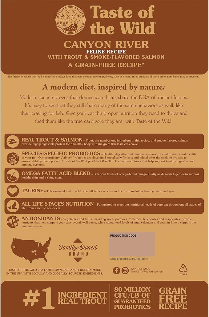 Taste Of The Wild Canyon River Grain-Free Dry Cat Food With Trout & Smoke-Flavored Salmon 5lb (Pack of 1)