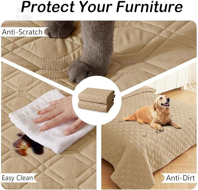 hyha Waterproof Dog Bed Blanket, Soft Pet Blankets, Waterproof Couch Cover for Dogs, Reversible Sofa Covers Washable for Furniture (30x53 Inch, Camel/Camel)
