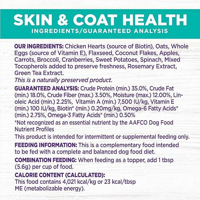 Wellness CORE Bowl Boosters Skin & Coat Dog Food Topper, 4 Ounce Bag (Pack of 2)