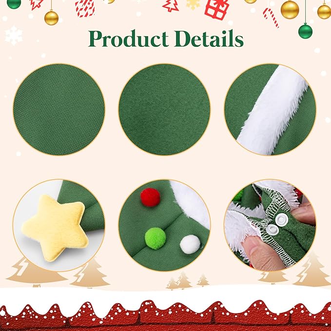 Cat Christmas Cape, Dog Soft Thick Xmas Cloak with Velvet Stars Hat, Pets Christmas Costume Dogs Cats Santa Claus Outfits for Goose Rabbit, M