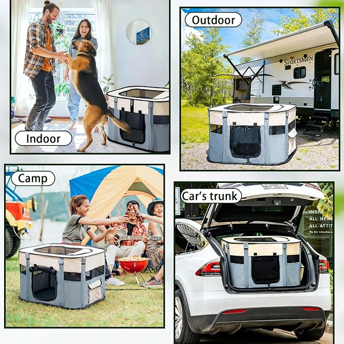 Dog Playpen Portable Cat Dog Playpen for Indoor & Outdoor Foldable Kennel Tent Crate,Water-Resistant Breathable Shade Cover, Dog Crate for Small Animals with Carrying Case