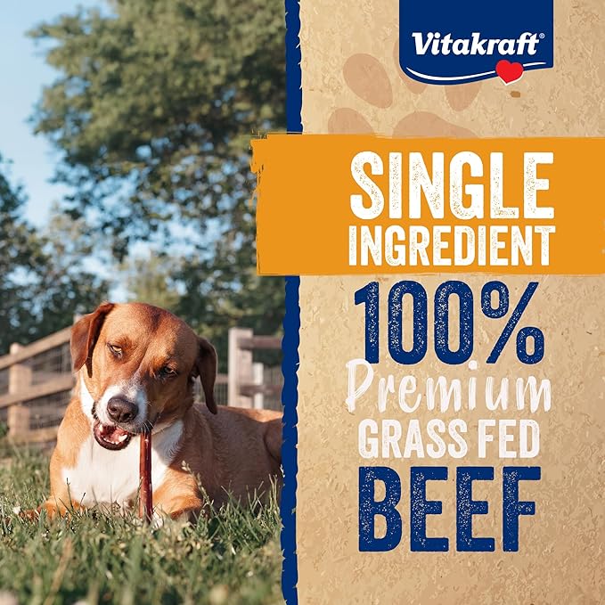 Vitakraft Dog Bully Sticks, 12 Inch, 5 Count, Thick, All-Natural Beef Chews for Dogs, 12 oz