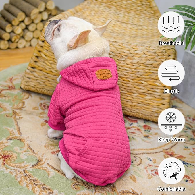 BEAUTYZOO Dog Sweaters for Large Dogs Girls Boys, Warm Winter Dog Hoodie Sweatshirt with Pocket & Leash Hole,Soft Waffle-Like Laminated Cotton Pet Clothes for Big Breeds Indoor Outdoor Cold Weather