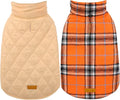 Kuoser Waterproof Dog Coat, Reversible Dog Jacket for Medium Dogs, Adjustable Durable Doggie Winter Coat Warm Puppy Cold Weather Apparel from Small to Large Breed, Orange M