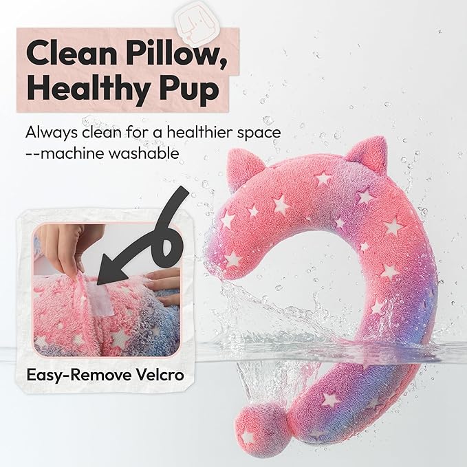 Calming Dog Pillow, Glow in The Dark, Soft Question Mark Shape for Dogs, Kids, Adults - Washable, Cozy Body Pillow Bed Gift (L Pink)
