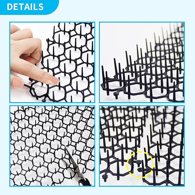 16 x 8 Inch Cat Scat Mat with Spikes, Scat Mat for Cats Cat Deterrent Mat Digging Stopper Repellent Spike Mat 12 Pack