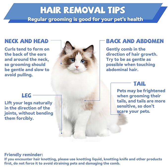 8.5 Inch Dual Tooth Pet Comb for Mats and Tangles,Poratable Grooming Dematting Comb for Indoor Long-haired Cats and Dogs,Pet Family Supplies,Removing Tangles,Knots,Undercoat and Excess Hair
