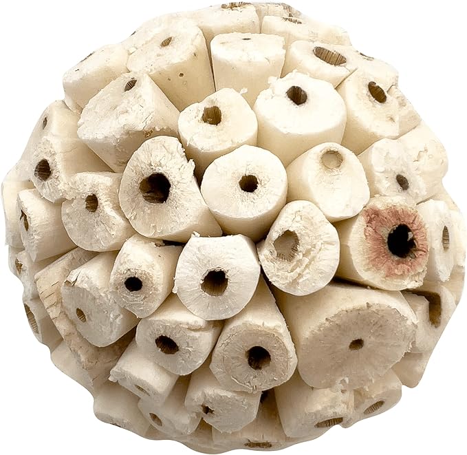 by M&M 5110 Small Sola Bird Balls Pk3 - Handmade Natural Sola Wood Bird Foot Toys, Shreddable Lightweight Wood Balls, Easy for Beaks and Feet to Forage, Grat for Small to Med Birds