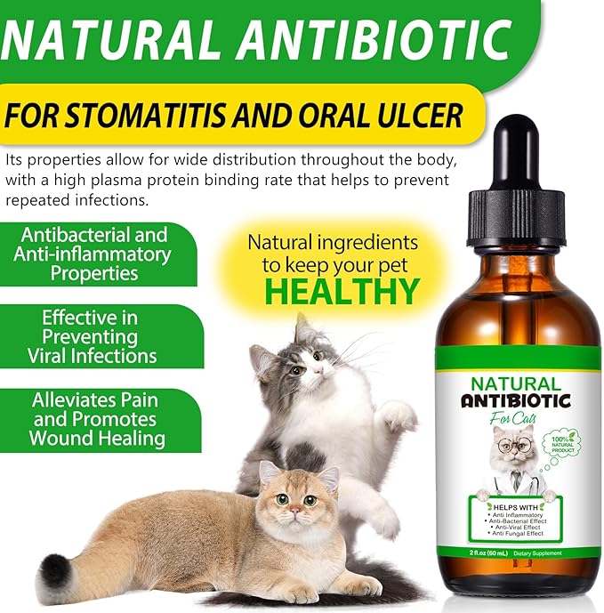 2 Pack Antibiotics for Cats, Premium Cat Antibiotics Supplement, Cats Multivitamin, Natural Antibiotic for Cats, Cat Antibiotic, Cat Antibiotics Supports Immune & Cats Allergy Relief