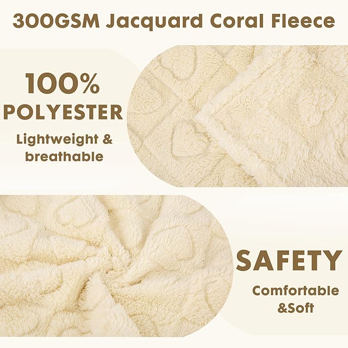 gogobunny Cozy Fleece Throw Blanket for Couch, 50x60 Inch Large Soft Blanket for Adults & Pets, 2-in-1 Machine Washable Lightweight Blanket for Bed, Travel, All Season Comfort (Beige, 50x60)