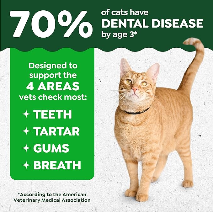 Greenies Cat Treats, Feline Veterinarian-Recommended Adult Natural Dental Cat Treats, Oven Roasted Chicken Flavor, 2.1 oz. Pouch