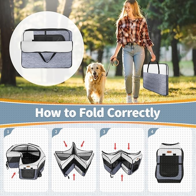 Dog Playpen, Portable Pet Play Pen Foldable Carrying Case, Puppy Pens Outsid for Small Cat Indoor/Outdoor, Removable Mesh Shade Cover