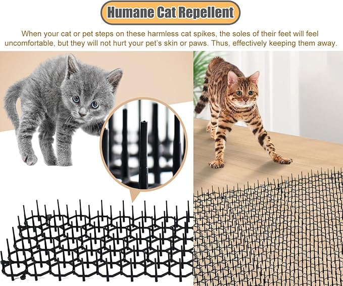 CMYUN Cat Scat Mat with Spikes/Cat Repellent Mats for Sofa Furniture Chair, Connectable Cuttable Pet Deterrent Spike Mat, Indoor Cat Pee Deterrent(12 pcs)