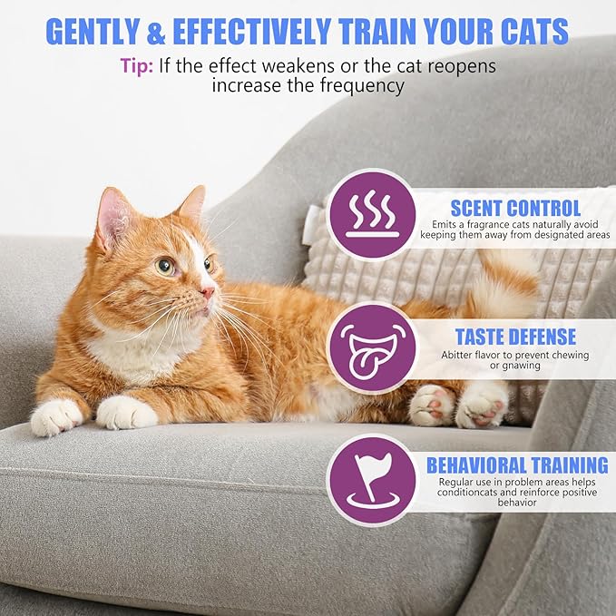 Cat Deterrent Spray - Cat Scratch Deterrent Spray for Furniture Protection, Scratch & Chew Deterrent – Effective Natural Non-Toxic Training Aid for Cats