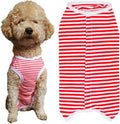 Dog’s Recovery Suit Post Surgery Shirt for Puppy, Wound Protective Clothes for Little Animals(red White Stripe-m)