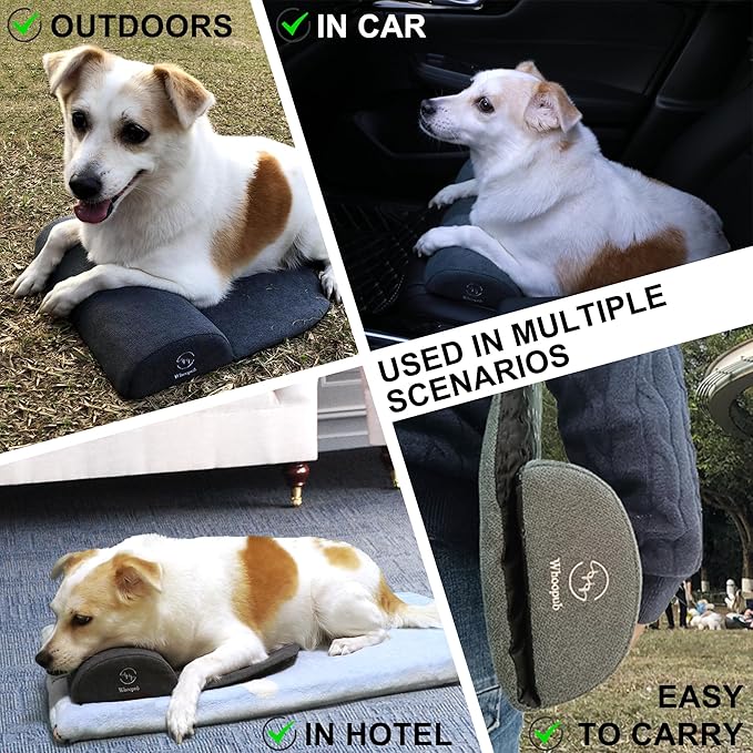 Dog Bolster Pillow for Extra Large Dogs, Benefit for Cervical Vertebra and Neck, Easy to Carry When Traveling, with High Resilience Foam, Machine Washable Cover＆Easy to Clean (Dark Gray, XL)