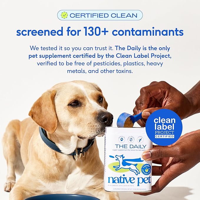 Native Pet Dog Vitamins & Supplements - 11-in-1 Multivitamin Powder for Dogs Food Topper - Collagen, Glucosamine, Probiotics, Omega & More- Supports Healthy Gut, Mobility & Overall Health -90 Scoops