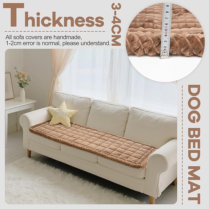 Washable Dog Couch Cover Protector, Non Slip Dog Bed Mat Machine Washable Large Blanket for Dogs, Pet Couches Covers for Sofa (Coffee, 27.6 * 59.1 '')