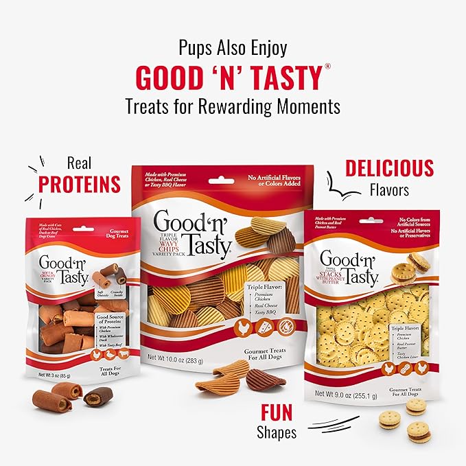 Good'n'Fun Triple Flavor 7 inch Rolls, Chews for Dogs, 6 Count (Pack of 1)