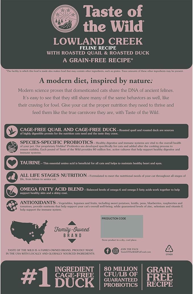 Taste Of The Wild High Protein Real Meat Recipes Premium Dry Cat Food With Superfoods And Nutrients Like Probiotics, Vitamins And Antioxidants For Adult Cats And Kittens 14lb (Pack of 1)