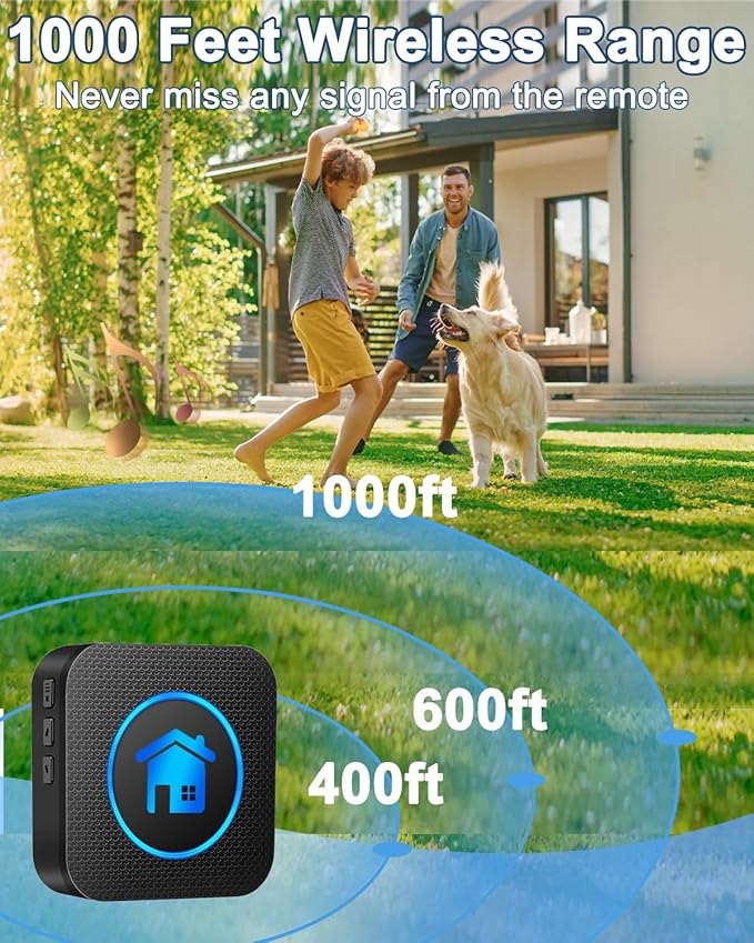 Dog Door Bell(2026 Enhanced Touch), Wireless Dog Doorbells for Potty Training – Dog Bells to Go Outside, 1000Feet Range, Waterproof Button, 55 Melodies & 5 Notification Modes (2 Receivers+2Buttons)