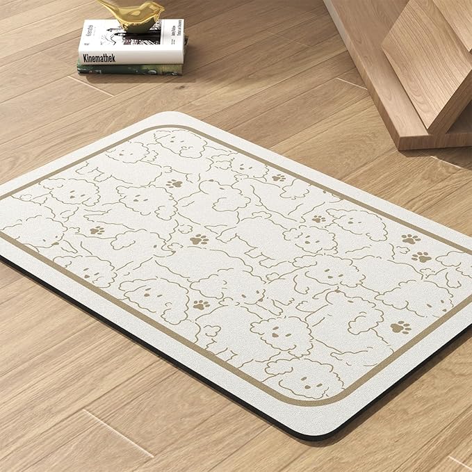 Pet Feeding Mat-Absorbent Dog Mat for Food and Water Bowl-No Stains Quick Dry Water Dispenser Mat-Dog Accessories Pet Supplies-Bowl for Messy Drinkers（FRAMEDOGS,17"x28"