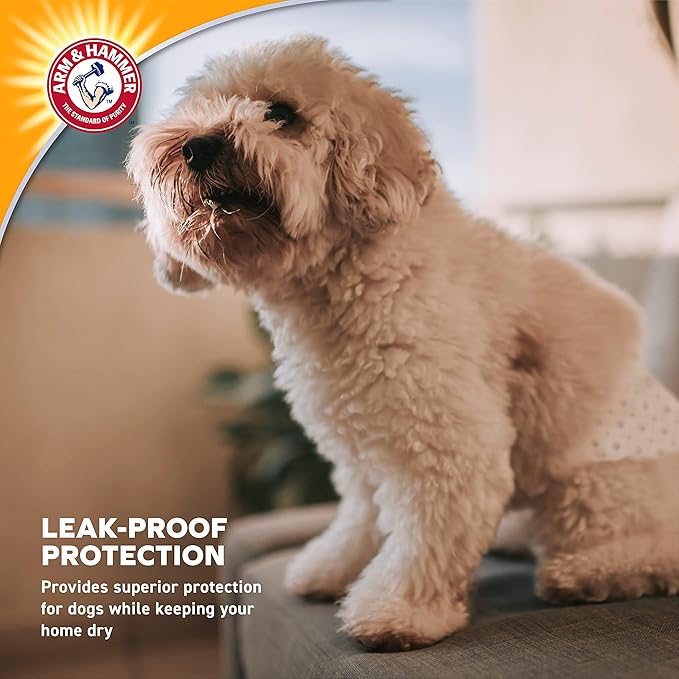 Arm & Hammer for Pets Disposable Female Dog Diapers with Odor Control and Wetness Indicator, Leak Resistant Dog Diapers for Incontinence and Heat Cycles, Size Medium 16.5–21 in Waist, 12 Count - 2 Pk