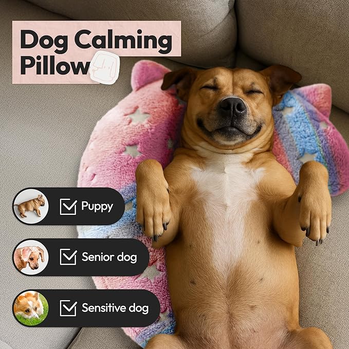 Calming Dog Pillow, Glow in The Dark, Soft Question Mark Shape for Dogs, Kids, Adults - Washable, Cozy Body Pillow Bed Gift (L Pink)