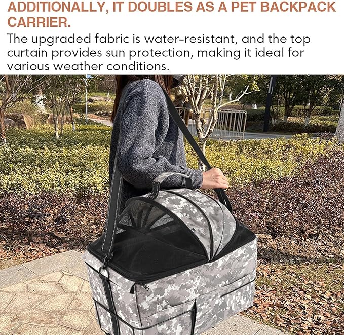 Bike Pet Carrier Rear Basket | Multi - Use As Backpack & Car Seat Cover | Sturdy Metal Frame
