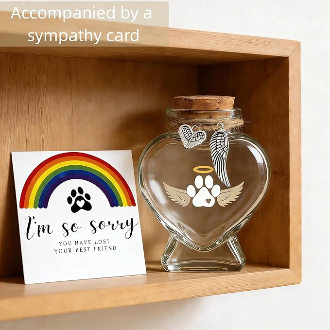Loss of Dog Cat Pet Sympathy Gift, Memorial Bottle for Pet Hair, Pet Fur Keepsake, Memorial Urn, Pet Memorial Dream Catcher Keychain and Dog Hair Keepsake, Dog Memory Memorial Keepsake (Dreamcatcher)